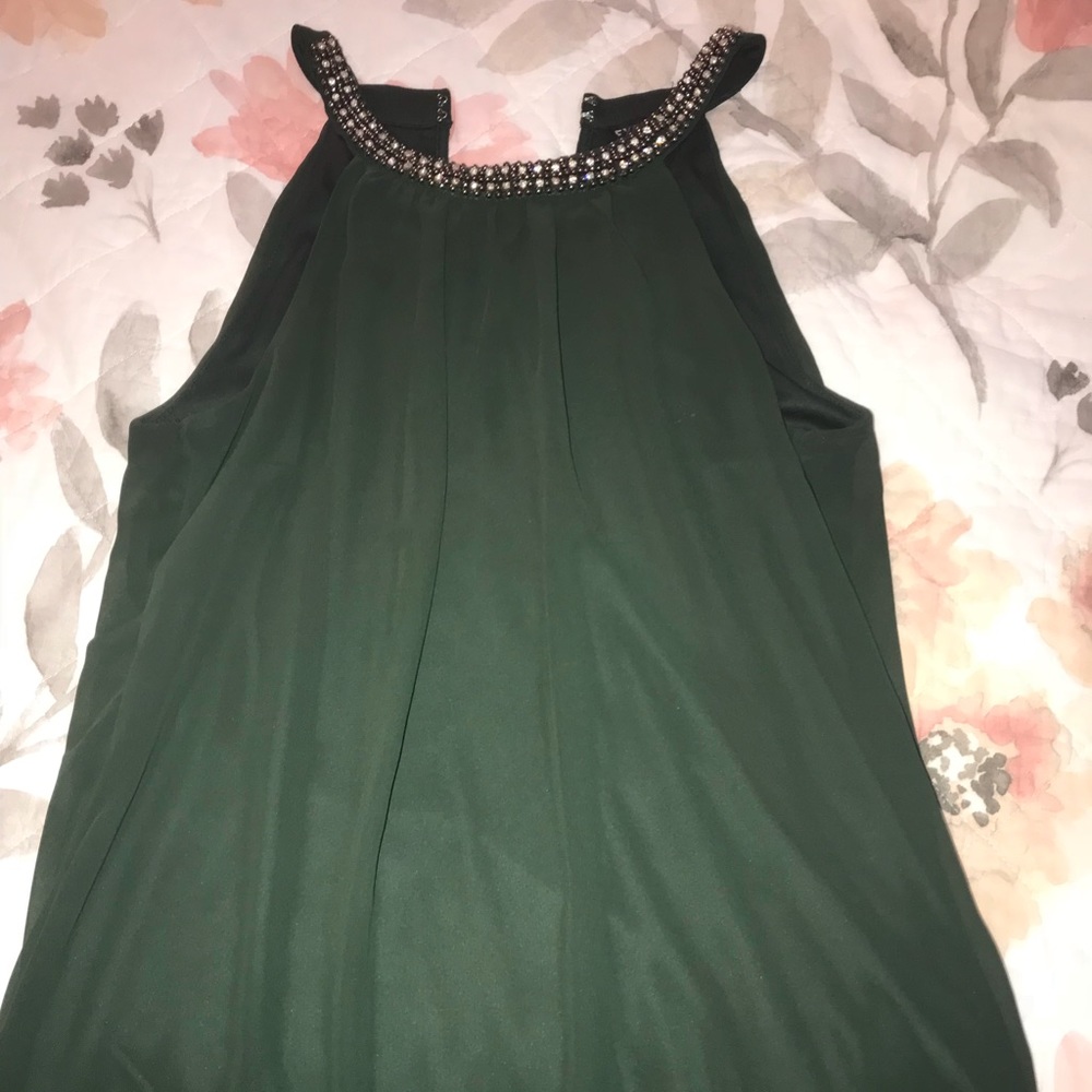Olive green sleeveless blouse